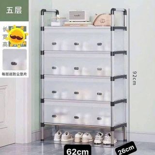 KỆ INOX 5 TẦNG CÓ TẤM CHẮN BỤI GIÀY, SIÊU BỀN, TIỆN DỤNG