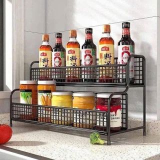 KỆ GIA VỊ SẮT LƯỚI 2 TẦNG TIỆN ÍCH