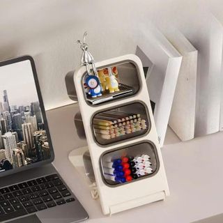 KHAY TIỆN ÍCH 4 NGĂN. CẮM BÚT HAY LÀM KỆ ĐỰNG MỸ PHẨM, KHAY ĐỰNG ĐIỀU KHIỂN