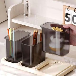 KHAY TIỆN ÍCH 4 NGĂN. CẮM BÚT HAY LÀM KỆ ĐỰNG MỸ PHẨM, KHAY ĐỰNG ĐIỀU KHIỂN