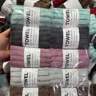 Khăn Gội, Khăn Quấn Đầu Lông Cừu Họa Tiết Chân Chấm KT 35*75cm