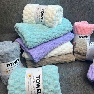 Khăn Mặt Lông Cừu Họa Tiết Rùa, Siêu Thấm Hút KT 30*50cm