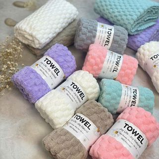 Khăn Mặt Lông Cừu Họa Tiết Rùa, Siêu Thấm Hút KT 30*50cm