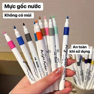 BÚT MÀU ACRYLIC MARKER CAO CẤP MÀU SẮC TƯƠI SÁNG, CHỐNG THẤM NƯỚC ( 36 CÂY )