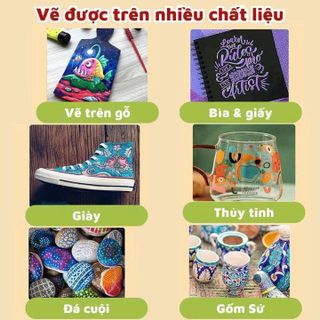 BÚT MÀU ACRYLIC MARKER CAO CẤP MÀU SẮC TƯƠI SÁNG, CHỐNG THẤM NƯỚC ( 36 CÂY )