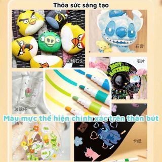 BÚT MÀU ACRYLIC MARKER CAO CẤP MÀU SẮC TƯƠI SÁNG, CHỐNG THẤM NƯỚC ( 36 CÂY )