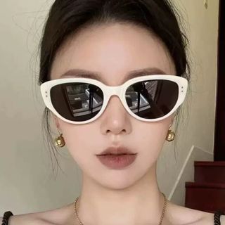 Kính râm mắt mèo hình bầu dục cổ điển dành cho nữ, phong cách cao cấp, hiệu ứng thon gọn cho khuôn mặt to, mẫu mới 2026, kính râm chống tia UV.