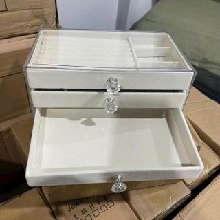 HỘP ĐỰNG TRANG SỨC NHUNG 3 TẦNG SIÊU XINH