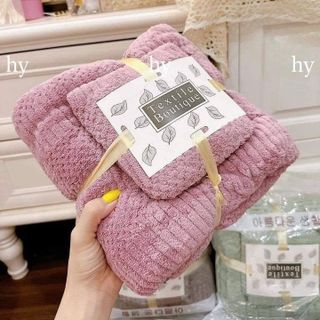 SET 2 KHĂN TẮM LÔNG CỪU XUẤT HÀN SIÊU MỀM MỊN THẤM HÚT NƯỚC