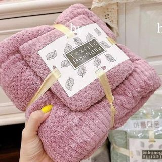 SET 2 KHĂN TẮM LÔNG CỪU XUẤT HÀN SIÊU MỀM MỊN THẤM HÚT NƯỚC