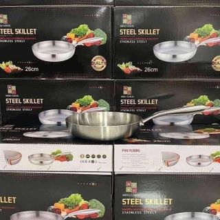 CHẢO INOX NGUYÊN KHỐI CHỐNG DÍNH TỰ THÂN SIZE 26