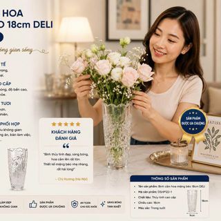 BÌNH CẮM HOA MIỆNG BÈO 18cm DELI DSHP122-1 (T24)