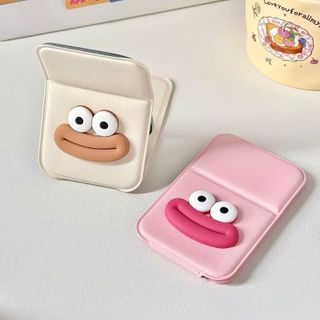 GƯƠNG XẾP CẦM TAY MÔI TO DA PU (7x10.5)cm
