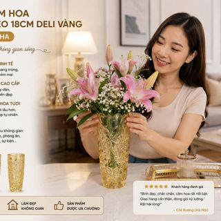 BÌNH CẮM HOA MIỆNG BÈO 18CM DELI VÀNG DSHP122-1HA (T24)