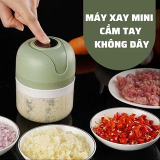 MÁY XAY MINI GIA VỊ TỎI ỚT, ĐỒ ĂN, CÓ SẠC TÍCH ĐIỆN
