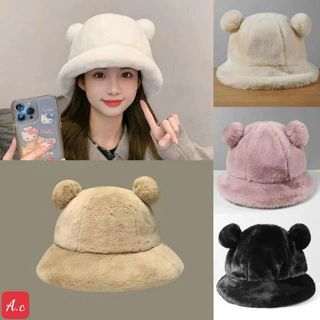 MŨ TAI GẤU LÔNG THỎ MỀM MỊN