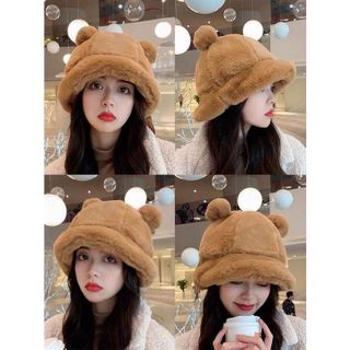 MŨ TAI GẤU LÔNG THỎ MỀM MỊN