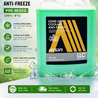 Nước giải nhiệt Aisin 4L xanh và đỏ chính hãng dùng cho ôtô và xe máy