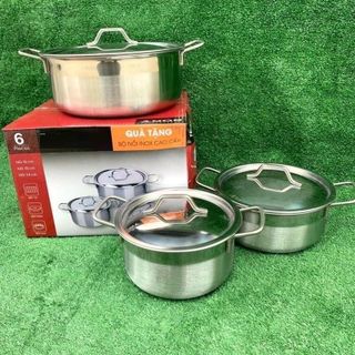 BỘ 3 NỒI INOX SIZE 16CM, 18CM, 24CM