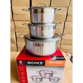 BỘ 3 NỒI INOX SIZE 16CM, 18CM, 24CM