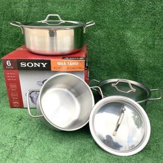 BỘ 3 NỒI INOX SIZE 16CM, 18CM, 24CM