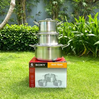 BỘ 3 NỒI INOX SIZE 16CM, 18CM, 24CM