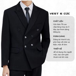 ÁO VEST NAM 6 CÚC CÔNG SỞ TUTO5 MENSWEAR FORM DÁNG REGULAR FIT 3 LỚP DÀY DẶN THANH LỊCH, TRẺ TRUNG