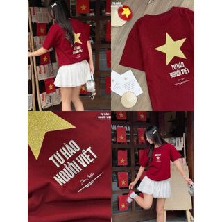 (GIAO NGAY)ÁO THUN CỜ ĐỎ SAO VÀNG TỰ HÀO NGƯỜI VIỆT YÊU NƯỚC NỒNG NÀN, FORM SUÔNG COTTON TUTO5 CLASSIC ATVN02