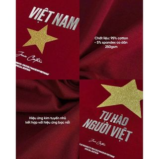 (GIAO NGAY)ÁO THUN CỜ ĐỎ SAO VÀNG TỰ HÀO NGƯỜI VIỆT YÊU NƯỚC NỒNG NÀN, FORM SUÔNG COTTON TUTO5 CLASSIC ATVN02