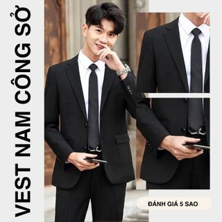 ÁO VEST NAM 2 CÚC CÔNG SỞ FORM DÁNG REGULAR FIT 3 LỚP DÀY DẶN