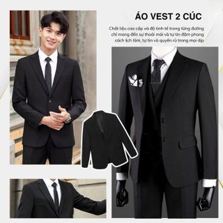 ÁO VEST NAM 2 CÚC CÔNG SỞ FORM DÁNG REGULAR FIT 3 LỚP DÀY DẶN