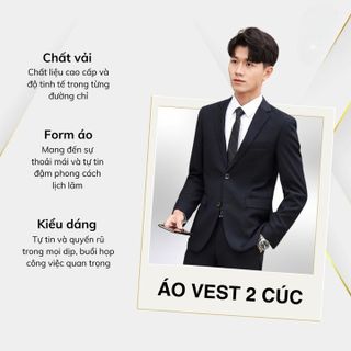 ÁO VEST NAM 2 CÚC CÔNG SỞ FORM DÁNG REGULAR FIT 3 LỚP DÀY DẶN