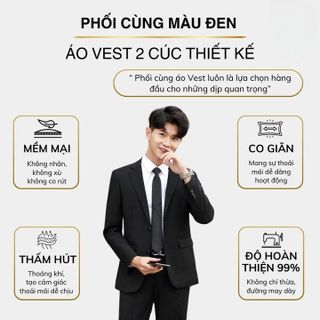 ÁO VEST NAM 2 CÚC CÔNG SỞ FORM DÁNG REGULAR FIT 3 LỚP DÀY DẶN