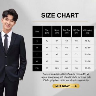 ÁO VEST NAM 2 CÚC CÔNG SỞ FORM DÁNG REGULAR FIT 3 LỚP DÀY DẶN