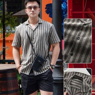 ÁO SƠ MI NAM HỌA TIẾT KELLY TUTO5 MENSWEAR SMD04 - SƠ MI NGẮN TAY CỔ VEST VẢI ĐŨI THÔ HÀN THOÁNG MÁT, FORM THOẢI MÁI