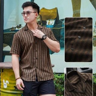 ÁO SƠ MI NAM HỌA TIẾT KELLY TUTO5 MENSWEAR SMD04 - SƠ MI NGẮN TAY CỔ VEST VẢI ĐŨI THÔ HÀN THOÁNG MÁT, FORM THOẢI MÁI