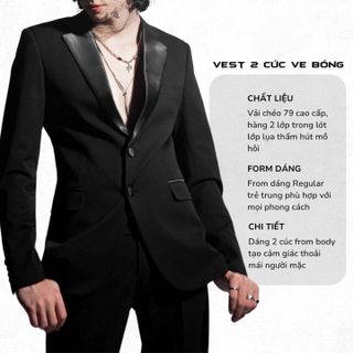 ÁO VEST TUXEDO VE BÓNG 2 CÚC DÀY DẶN LỊCH LÃM , TRẺ TRUNG