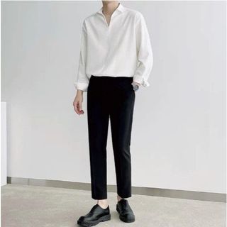 ÁO SƠ MI NAM CỔ V TUTO5 MENSWEAR SMT06 - SƠ MI DÀI TAY CỔ CHỮ V CHẤT VẢI LỤA ,KHÔNG NHĂN FORM RỘNG PHONG CÁCH HÀN QUỐC