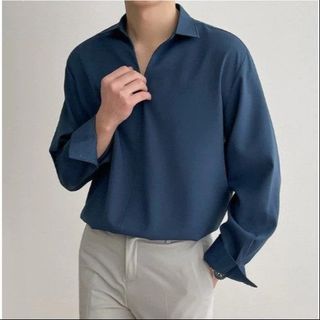 ÁO SƠ MI NAM CỔ V TUTO5 MENSWEAR SMT06 - SƠ MI DÀI TAY CỔ CHỮ V CHẤT VẢI LỤA ,KHÔNG NHĂN FORM RỘNG PHONG CÁCH HÀN QUỐC