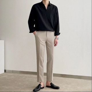 ÁO SƠ MI NAM CỔ V TUTO5 MENSWEAR SMT06 - SƠ MI DÀI TAY CỔ CHỮ V CHẤT VẢI LỤA ,KHÔNG NHĂN FORM RỘNG PHONG CÁCH HÀN QUỐC