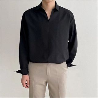 ÁO SƠ MI NAM CỔ V TUTO5 MENSWEAR SMT06 - SƠ MI DÀI TAY CỔ CHỮ V CHẤT VẢI LỤA ,KHÔNG NHĂN FORM RỘNG PHONG CÁCH HÀN QUỐC