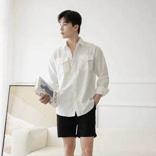 ÁO SƠ MI NAM LINEN TUTO5 MENSWEAR SMD03 - SƠ MI DÀI TAY PHỐI TÚI NGỰC CHẤT ĐŨI LINEN THOÁNG MÁT, PHONG CÁCH HÀN QUỐC TRẺ TRUNG