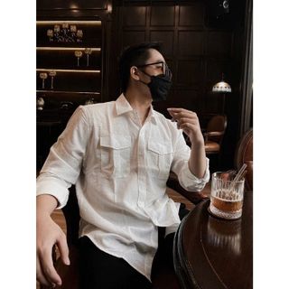 ÁO SƠ MI NAM LINEN TUTO5 MENSWEAR SMD03 - SƠ MI DÀI TAY PHỐI TÚI NGỰC CHẤT ĐŨI LINEN THOÁNG MÁT, PHONG CÁCH HÀN QUỐC TRẺ TRUNG