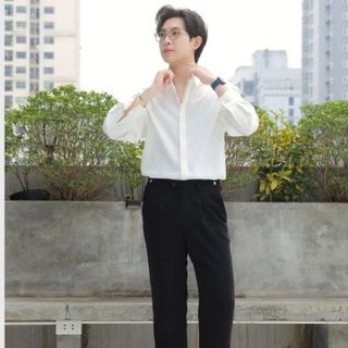 ÁO SƠ MI TRẮNG NAM TUTO5 MENSWEAR SMT04 - SƠ MI TRƠN DÀI TAY NẸP ẨN COTTON PHONG CÁCH, GẤP HỘP CAO CẤP( CÓ BIGSIZE)