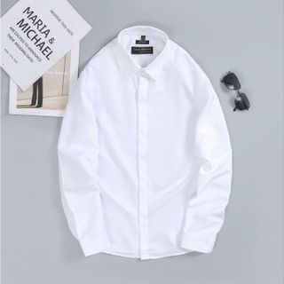 ÁO SƠ MI TRẮNG NAM TUTO5 MENSWEAR SMT04 - SƠ MI TRƠN DÀI TAY NẸP ẨN COTTON PHONG CÁCH, GẤP HỘP CAO CẤP( CÓ BIGSIZE)