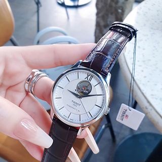 ĐỒNG HỒ NAM SIÊU CẤP TISOC DÂY DA MẶT TRẮNG VIỀN BẠC AUTOMATIC FULLBOX HÃNG