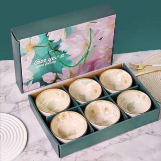 Set 6 Chén Bát Sứ Hoa Trà