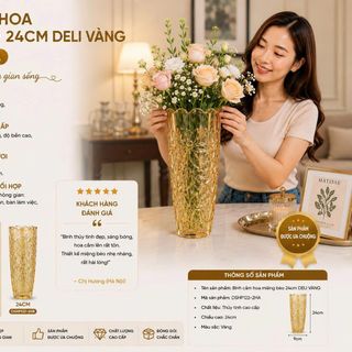 BÌNH CẮM HOA MIỆNG BÈO 24CM DELI VÀNG DSHP122-2HA (T12)