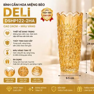 BÌNH CẮM HOA MIỆNG BÈO 24CM DELI VÀNG DSHP122-2HA (T12)
