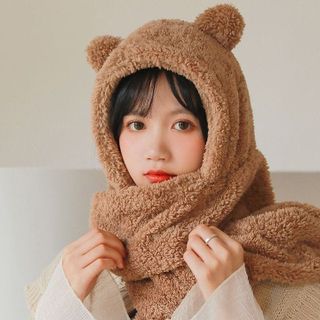 MŨ LÔNG TAI GẤU KÈM KHĂN QUÀNG CỔ, GĂNG TAY - MŨ 3IN1